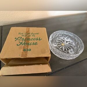 Princess House Lead Crystal Candle Holder Centerpiece Tray #830 w Box